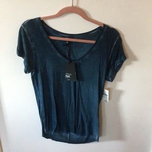 Black distressed v neck